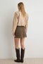 Khaki Mini A-Line Denim Skirt Twoaw27Et00153 - 4