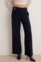 Navy Blue Thick Belted Striped Wide Leg Pants Twoaw27Pl00156