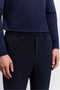 Men's Navy Blue Classic Slim Fit Trousers with Elastic Waist on the Side A62Y3203 - 2