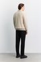 Men's Beige Polo Collar Zippered Jacquard Regular Fit Sweatshirt A62Y1245 - 5