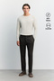 Men's Brown Plaid Relaxed Fit Trousers with Elasticated Back Waist and Pile Detail A62Y3050