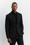 Men's Black Mono Collar Double Slit Unlined Seersucker Classic Comfort Slim Fit Jacket A62Y4003 - 7