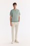 Men's Nile Green Polo Collar Zippered Rayon Blended Regular Fit Knitwear T-Shirt A61Y5009 - 7