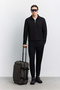 Men's Black Polo Collar Zippered Easy-Iron Regular Fit Sweatshirt A62Y1353 - 8