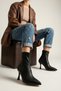 ZRİN-023 Premium Black Women's Stretch Boots with High, Slim Heels, 9 cm
