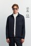 Men's Navy Blue Houndstooth Patterned Single Pocket Button Closure Long Sleeve Comfort Fit Shirt A62Y2168