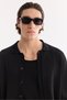 Men's Black Polo Collar Buttoned Rayon Regular Fit Cardigan A61Y5001 - 3