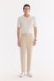 Men's Beige High Waist Cotton Blend Breathable Carrot Fit Pants A61Y3062