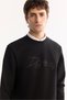 Men's Black Crew Neck Cotton Bi-Stretch Printed Regular Fit Sweatshirt A52Y1264 - 2