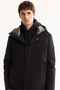 Men's Black Hooded Water Repellent Windproof -7 Degree Resistant Regular Fit Coat A52Y6099 - 2