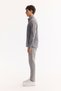 Men's Gray Button-Down Collar Bi-Stretch Easy-Iron Striped Slim Fit Shirt A52Y2098 - 3