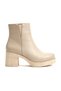 ZRİN-3057 Premium Beige Slip-On Zipper Boots with 6 cm Thick Heels for Women - 2