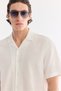 Men's White Apaj Collar Viscose Blended Short Sleeve Comfort Fit Shirt A61Y2061 - 2