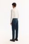 Men's Indigo Classic Waist Cotton Vintage Washed Oslo Carrot Fit Jean Trousers A51Y3552 - 7