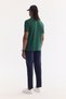 Men's Dark Green Non-Curling Polo Collar 100% Cotton Basic T-Shirt B001032 - 5