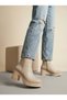 ZRİN-3057 Premium Beige Slip-On Zipper Boots with 6 cm Thick Heels for Women - 6