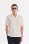 Men's White Apaj Collar Viscose Blended Short Sleeve Comfort Fit Shirt A61Y2061
