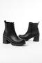 ZRİN-3057 Premium Black Slip-On Zipper Boots with 6 cm Thick Heels for Women - 4