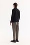 Men's Black Mock Neck Zippered Wool Blend Textured Regular Fit Cardigan A52Y5044 - 6