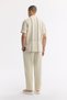 Men's Beige Apaj Collar Striped Cotton Short Sleeve Comfort Fit Shirt A51Y2071 - 4