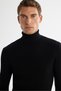 Men's Black Full Turtleneck Wool Blend Jacquard Knitwear Regular Fit Sweater A42Y5074 - 2
