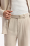 Men's Beige Classic Waist Buckle Detailed Soft Touch Baggy Fit Trousers A51Y3033 - 5