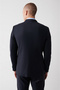 Men's Navy Blue Swallow Collar Slit Wool Blend Comfort Slim Fit Suit B007701 - 4