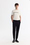 Men's Black Classic Waist Jersey Cotton Carrot Fit Trousers A42Y3061 - 2