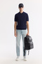 Men's Navy Blue Polo Neck Rayon Knitwear Regular Fit T-Shirt A51Y5046 - 8