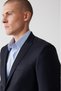 Men's Navy Blue Swallow Collar Slit Wool Blend Comfort Slim Fit Suit B007701 - 3