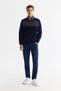 Men's Navy Blue Cold Resistant Zippered Stand Collar Fleece Regular Fit Sweatshirt A42Y1380 - 5