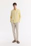 Men's Yellow Button down Collar 100% Linen Comfort Fit Shirt B002191 - 6