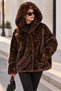 Women's Leopard Print Lined Winter Coat with Shawl Collar, Convertible Hood, Half-Batwing Sleeves, and Double Pockets—Standard Size - 3