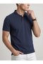 Men's Polo Collar Basic Short Sleeve Casual T-Shirt - Navy Blue