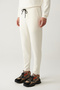 Men's Ecru Elastic Waist Lace-Up Zipper Long Soft Touch Regular Fit Sweatpants A41Y3401 - 3