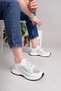 Women's Lace-Up Sequin Knitwear Poly Sole Sports Sneaker Shoes-White - 2