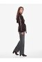 Long Sleeve Buttoned Double-Breasted Collar Belted Faux Leather Trench Coat - 2