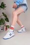 Unisex Lace-Up Velcro Sports Sneaker Shoes-White-Sax