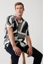 Men's Beige Viscose Cuban Collar Patterned Short Sleeve Shirt A31Y2198