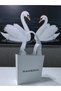 Gift for Lover Steel Double Swan Necklace Gift Set with Black and White Stones for Women with Gift Box and Bag - 7