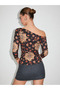 WOMEN'S BLOUSE WITH ETHNIC PATTERNS AND SPANDEX - 4