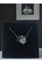 Gift for Lover Steel Double Swan Necklace Gift Set with Black and White Stones for Women with Gift Box and Bag - 6