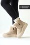 Adora Women's Ecru Cream Suede-Detailed, Fur-Lined, With a Thick Sole and a Zip-Up Design, Short Boots - 4