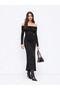 Black Bardot Collar Ruched Maxi Sandy Dress - 2