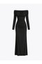 Black Bardot Collar Ruched Maxi Sandy Dress - 6