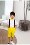 Digital Printing Yellow Dress Shirt Shorts Set (Single Set Is Sale Price) - Erke - 4