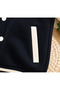 Boys' college jacket, black, 100% cotton, 3-thread, thick, with a brushed interior, and snap closures, sporty style. - 5