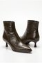 Women's Brown Pointed Toe Kitten Heel Stylish Casual Ankle-Length Boots