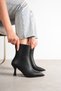Women's Black Pointed Toe Thin Heeled Stylish Daily Winter Boots (9cm) - 4