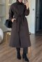 LONG COAT WITH DARK BROWN COLLAR DETAIL AND LEATHER DETAILS PER9868 - 3